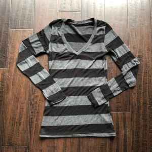 Grey and black striped top